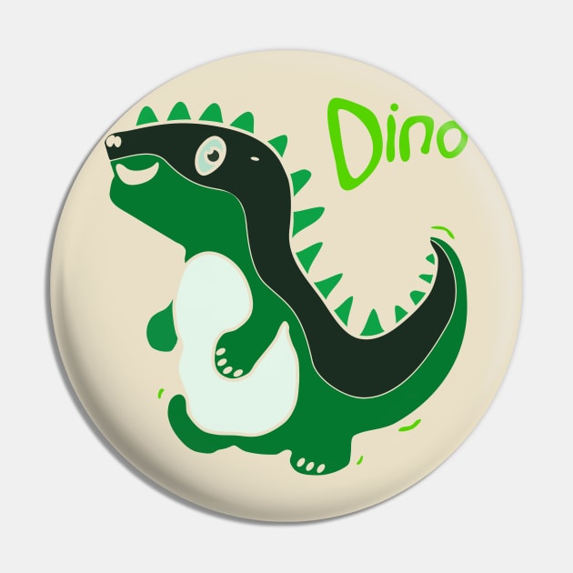 cartoon style illustration of a cute green dinosaurs Pin by bloomroge