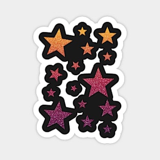 Orange Red Purple Ombre Faux Glitter Stars Magnet