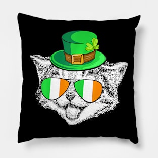 Cute Cat Irish Flag St Patrick's Day Men Women Kids Pillow