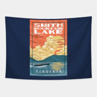 Smith Mountain Lake Virginia Vintage Boat WPA Poster Style Tapestry