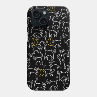 Halloween Black cats and moon Phone Case