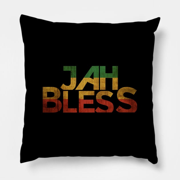 Jah Bless Rastafarian Reggae Roots Rock Design Pillow by UNDERGROUNDROOTS