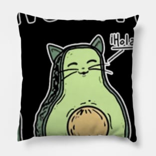 Hola Avogato Cat Meow Avocado Workout Gift Pillow