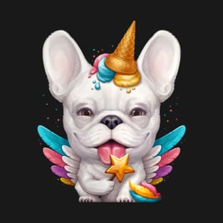 White French Bulldog Ice Cream Unicorn T-Shirt