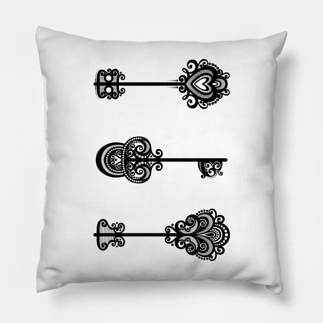 Collection of Decorative Vintage Keys Pillow by lissantee
