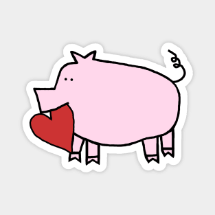 Cute Pig Holding Your Heart of Love on Valentines Day Magnet