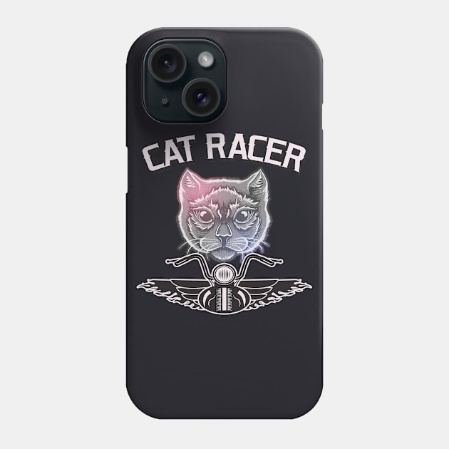 Biker Cat Racer funny Motorbike Phone Case by Foxxy Merch