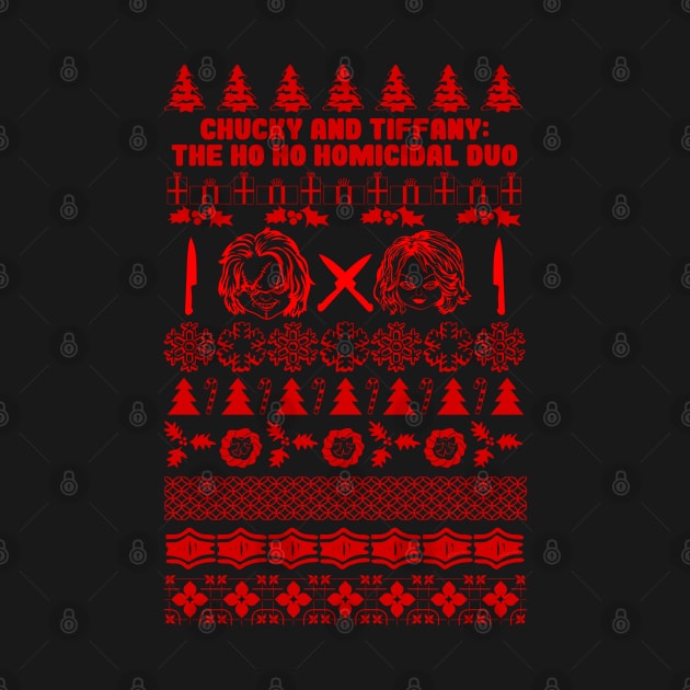 Chucky and Tiffany Ho Ho Holiday Sweater by LopGraphiX