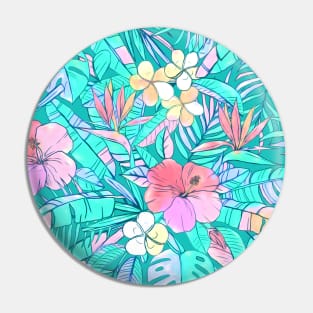 Pretty Pastel Hawaiian Hibiscus Print Pin