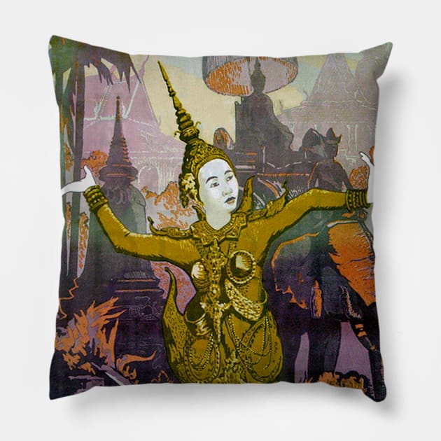 Cambodia - Vintage Travel Pillow by Culturio