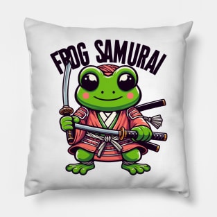 Samurai Kawaii Frog Pillow