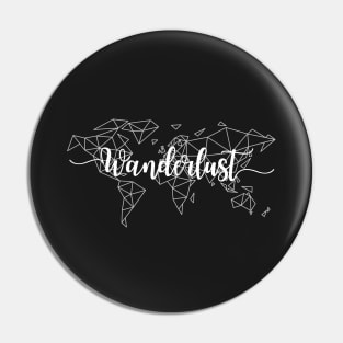 Wanderlust, white geometric world map Pin