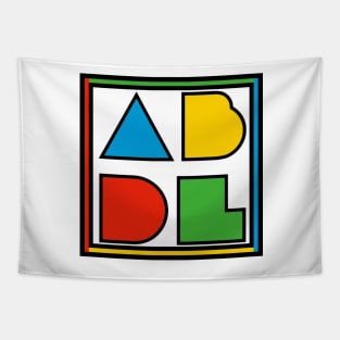 ABDL Logo Color Block - white w/ outline Tapestry