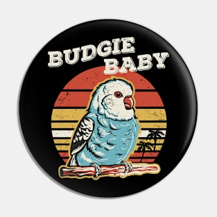 Cute Retro Vintage Budgie Baby Colorful Parakeet Design Pin