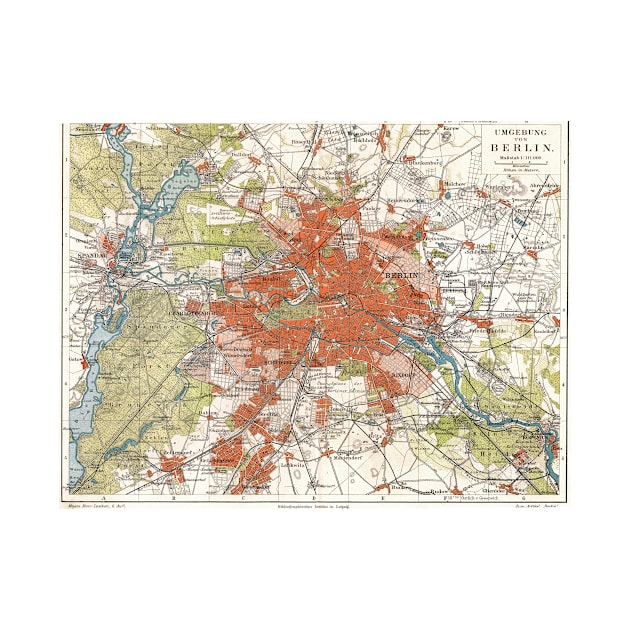 Vintage Map of Berlin Germany (1905) by Bravuramedia