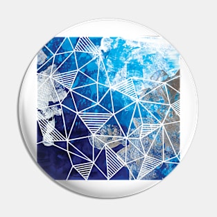 Fun Blue Geometric Splatter Painting Pin