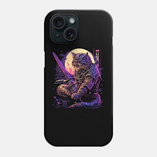 This cool cat is ready to join the samurai squad Phone Case