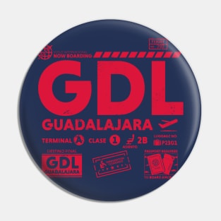 Vintage Guadalajara GDL Airport Code Travel Day Retro Travel Tag Mexico Pin