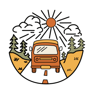 Retro Vintage Camper Van Graphic Illustration T-Shirt