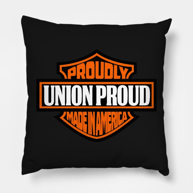 Union Proud - Proudly Made In America Pillow by  The best hard hat stickers 