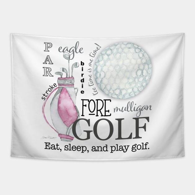 Pink Golf Art Tapestry by Jean Plout Designs