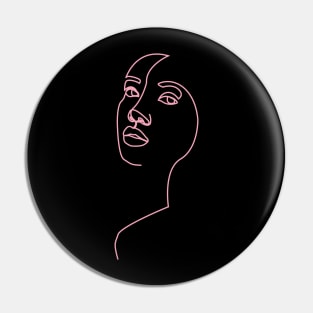 One Line Digital Art - Black pink Pin