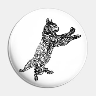 Dancing black doodle cat Pin