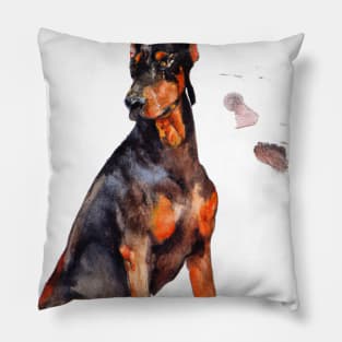 Doberman Pinscher Watercolor - Gift For Dog Lovers Pillow