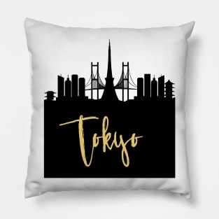 TOKYO JAPAN DESIGNER SILHOUETTE SKYLINE ART Pillow