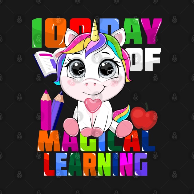 100 day of school magical learning unicorn tee by hadlamcom