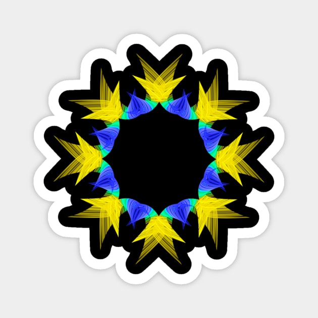 Yellow and blue mandala Magnet by Meo Design