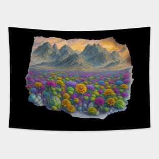 Dahlia Flowers Minimalist Vintage Art Deco Positive Tapestry