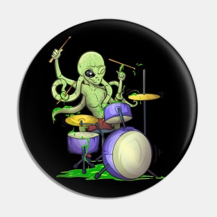 Drum Playing Squid Alien Pin