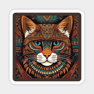 Azure Gaze Tribal Cat Magnet