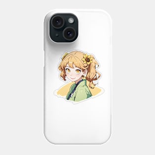 Cute happy anime girl in summer series Phone Case