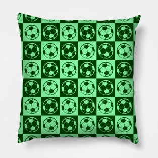Checkboard Football / Soccer Ball Pattern - Green Tones Pillow