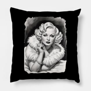 Mae West Black and White Portrait Pillow