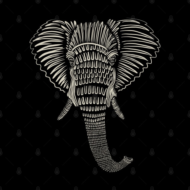 African Elephant Line Work by Suneldesigns