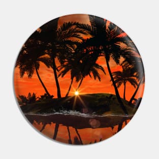 Sunset over the beach Pin