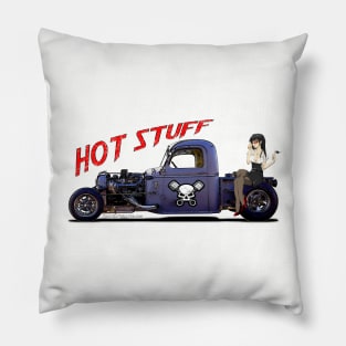 Cool Truck Rat Rod with Anime Girl Hot Stuff Pillow