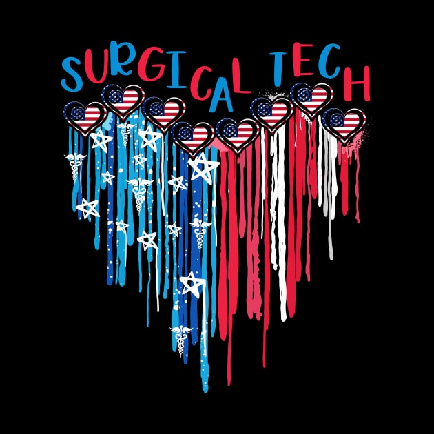 Surgical Tech American Flag Melting Heart 4th Of July by Ripke Jesus