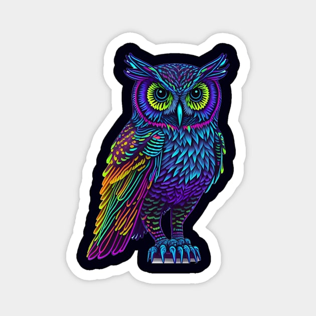 Holographic colorful cute Owl Magnet by halazidan