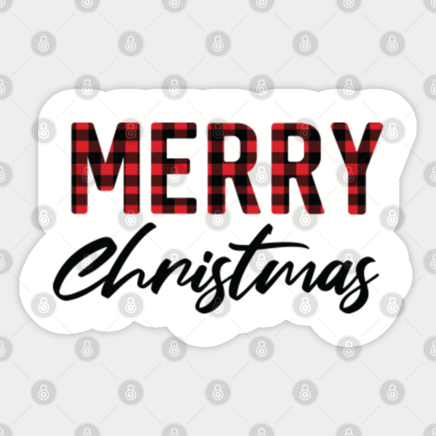 Merry Christmas Buffalo Plaid and Leopard Christmas Trees -Merry Christmas Sticker, Christmas Tree Graphic. - Merry Christmas Buffalo Plaid - Sticker