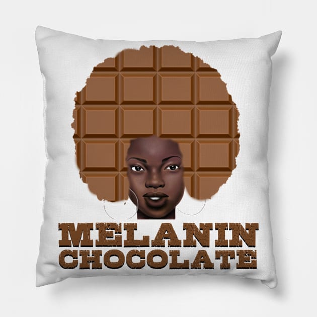 Afro Melanin Chocolate Queen Black Pride Gift Pillow by Merchweaver