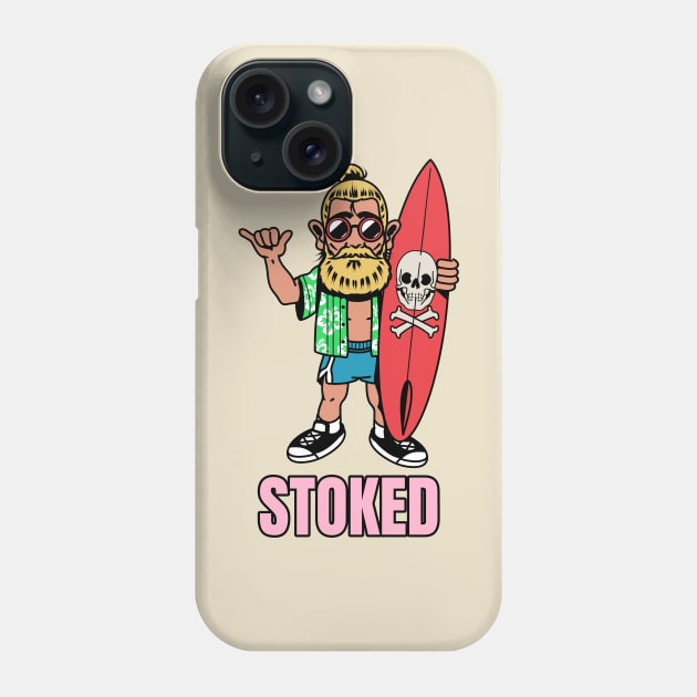 Stoked Surfer Dude Surf Surfing Surfboard Phone Case by Tip Top Tee's