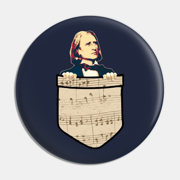 Franz Lizst In My Pocket Pin by Nerd_art