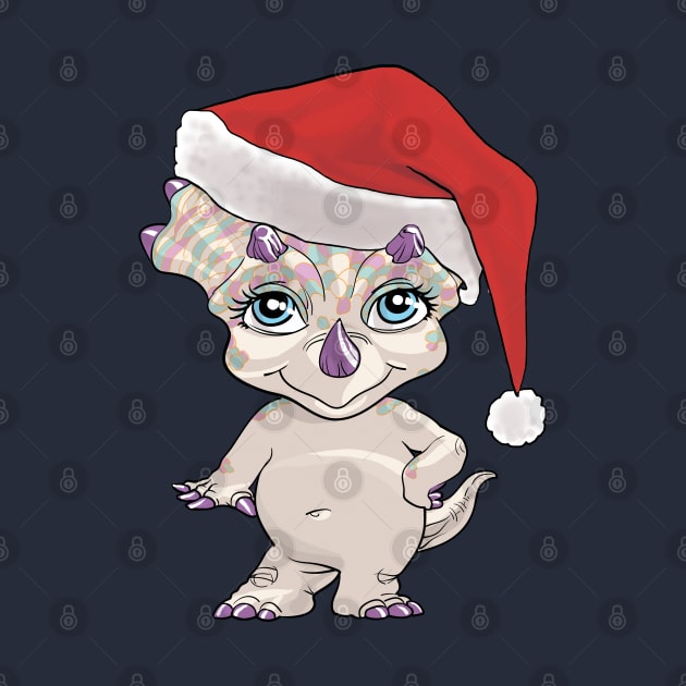 Lil Miss Christmas Triceratops by AyotaIllustration