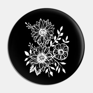 Sunflowers, Wildflowers, Boho, Hippie, Hand drawn Pin