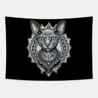 Funny Sphynx Cat Art  Hairless Cat Lover Pet Tapestry