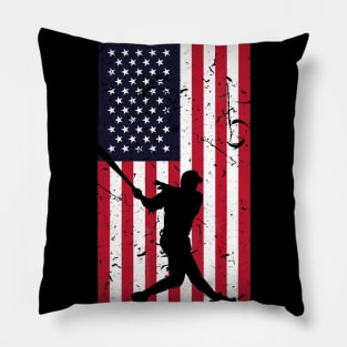 American Flag Baseball Love Distressed Baseball Player Pillow